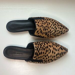 Jenni Kayne 39 Cheetah Pony Hair Mule Slip On Slide Flats Shoes